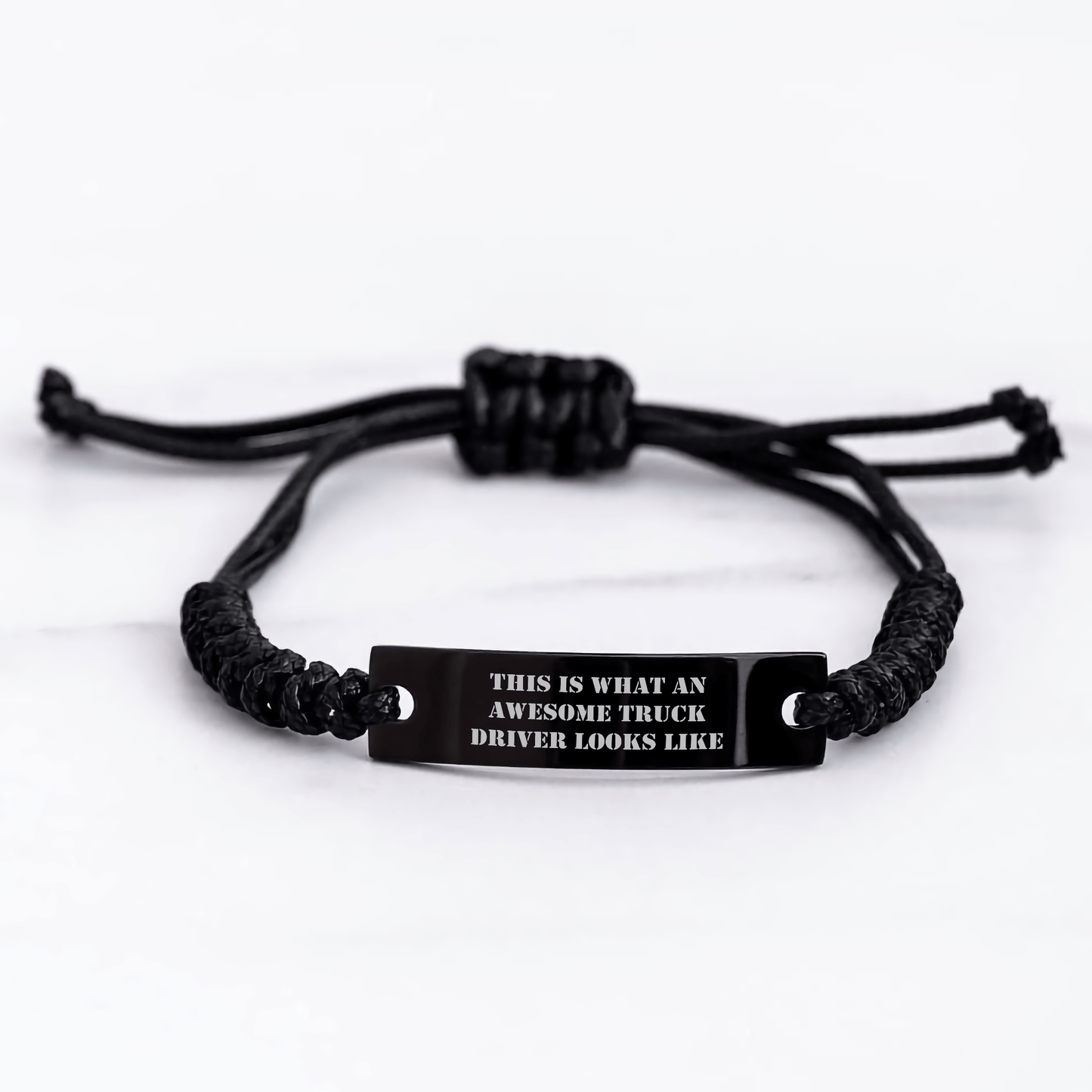 Funny Truck Driver Gifts from Men for Him, 'This Is What An Awesome Truck Driver Looks Like' Rope Bracelet, Adjustable Black Stainless Steel with Interlaced Rope, Perfect for Father's Day - Victory Thru Vision 