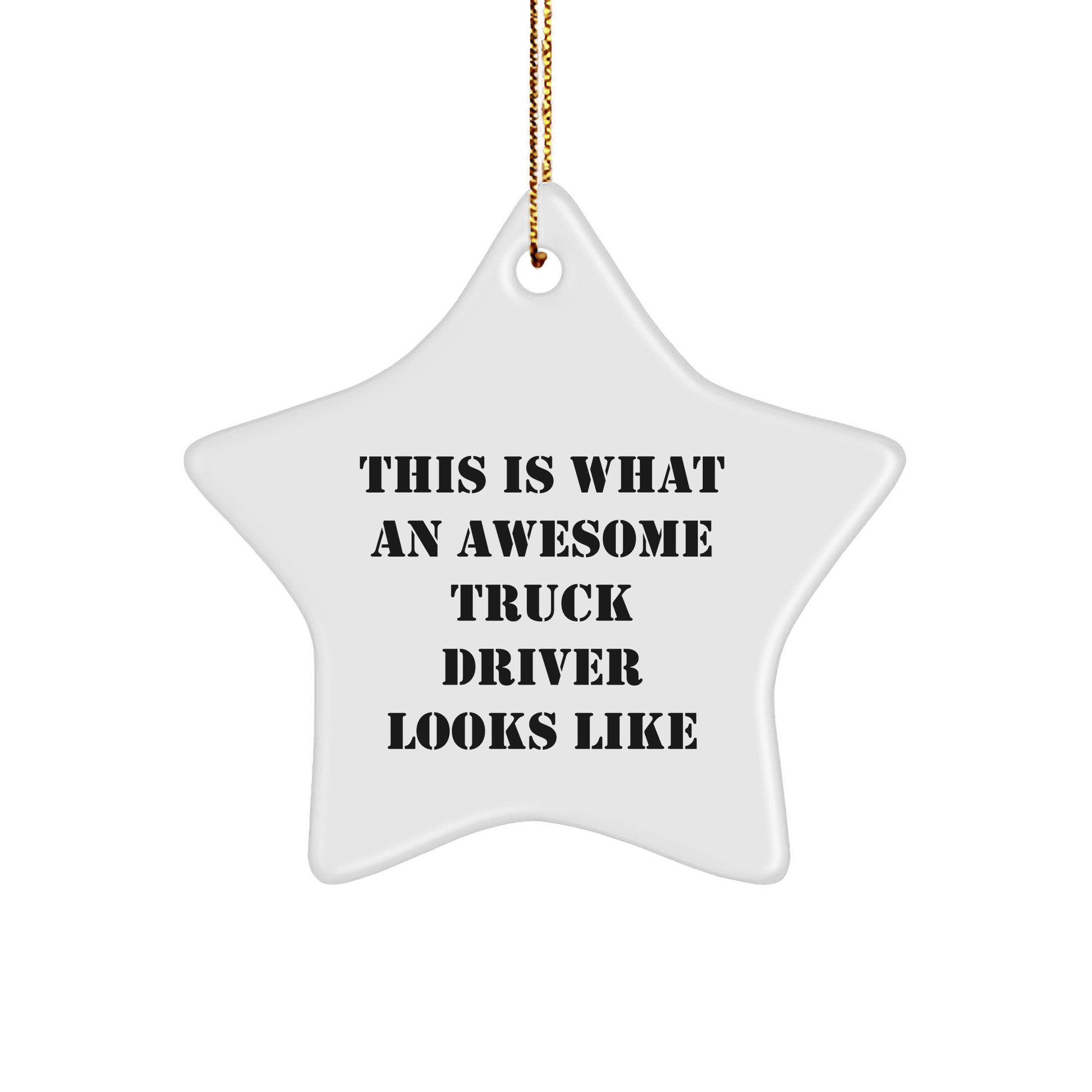 Funny Truck Driver Quote Gifts from Men to Truck Driver Star Ornament, Perfect Christmas Unique Gifts for Family, Coworkers, or Friends - Victory Thru Vision 