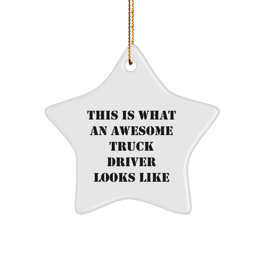 Funny Truck Driver Quote Gifts from Men to Truck Driver Star Ornament, Perfect Christmas Unique Gifts for Family, Coworkers, or Friends - Victory Thru Vision 