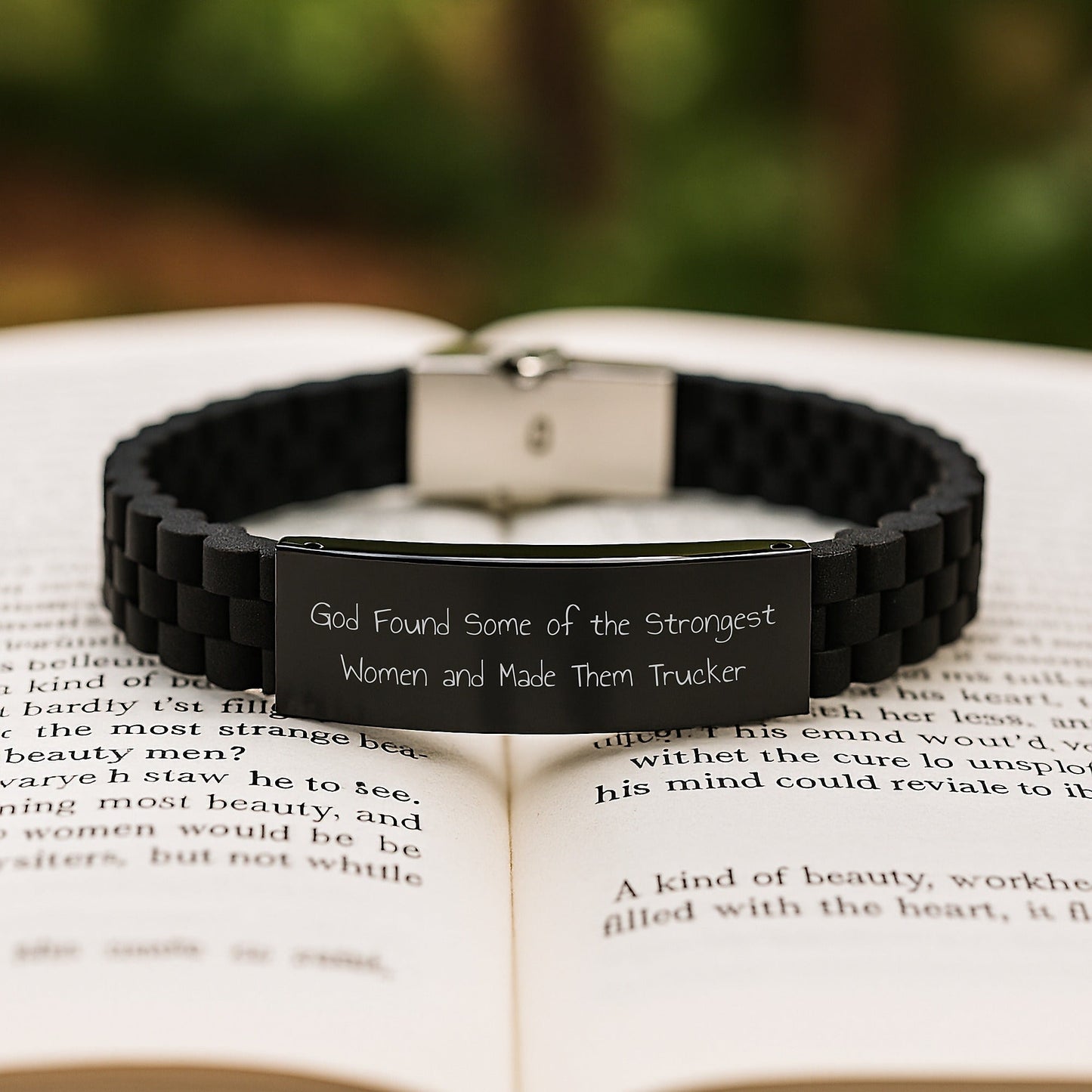 Funny Trucker Gifts for Her - Inspirational Quote 'God Found Some Of The Strongest Women And Made Them Trucker' Glide lock Clasp Bracelet for Graduation, Gifts from Friends, Coworkers, Family - Victory Thru Vision