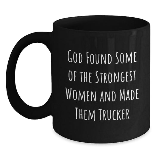 Funny Trucker Gifts for Men from Friends, Unique Black Coffee Mug for Graduation - Victory Thru Vision