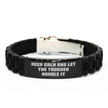 Funny Trucker Gifts for Men - Keep Calm and Let the Trucker Handle It Glide lock Clasp Bracelet, Adjustable and Durable, Gifts from Friends and Family for Graduation - Victory Thru Vision