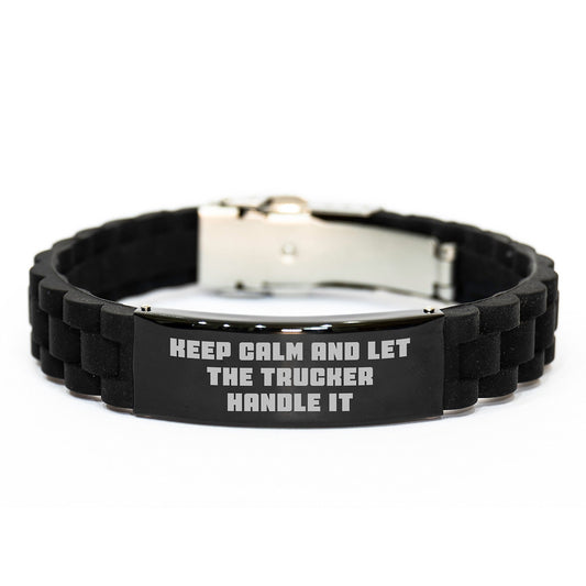 Funny Trucker Gifts for Men - Keep Calm and Let the Trucker Handle It Glide lock Clasp Bracelet, Adjustable and Durable, Gifts from Friends and Family for Graduation - Victory Thru Vision