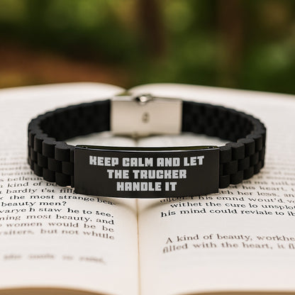Funny Trucker Gifts for Men - Keep Calm and Let the Trucker Handle It Glide lock Clasp Bracelet, Adjustable and Durable, Gifts from Friends and Family for Graduation - Victory Thru Vision