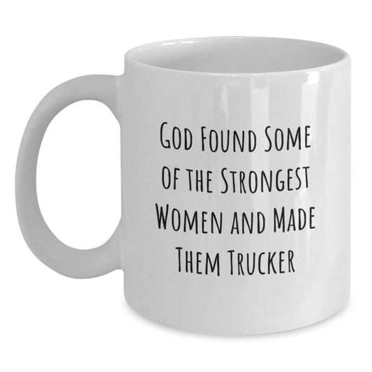 Funny Trucker Gifts from Friends for Trucker's Graduation - White Coffee Mug, 11oz or 15oz Capacity, Ceramic Material, Microwave and Dishwasher Safe - Victory Thru Vision