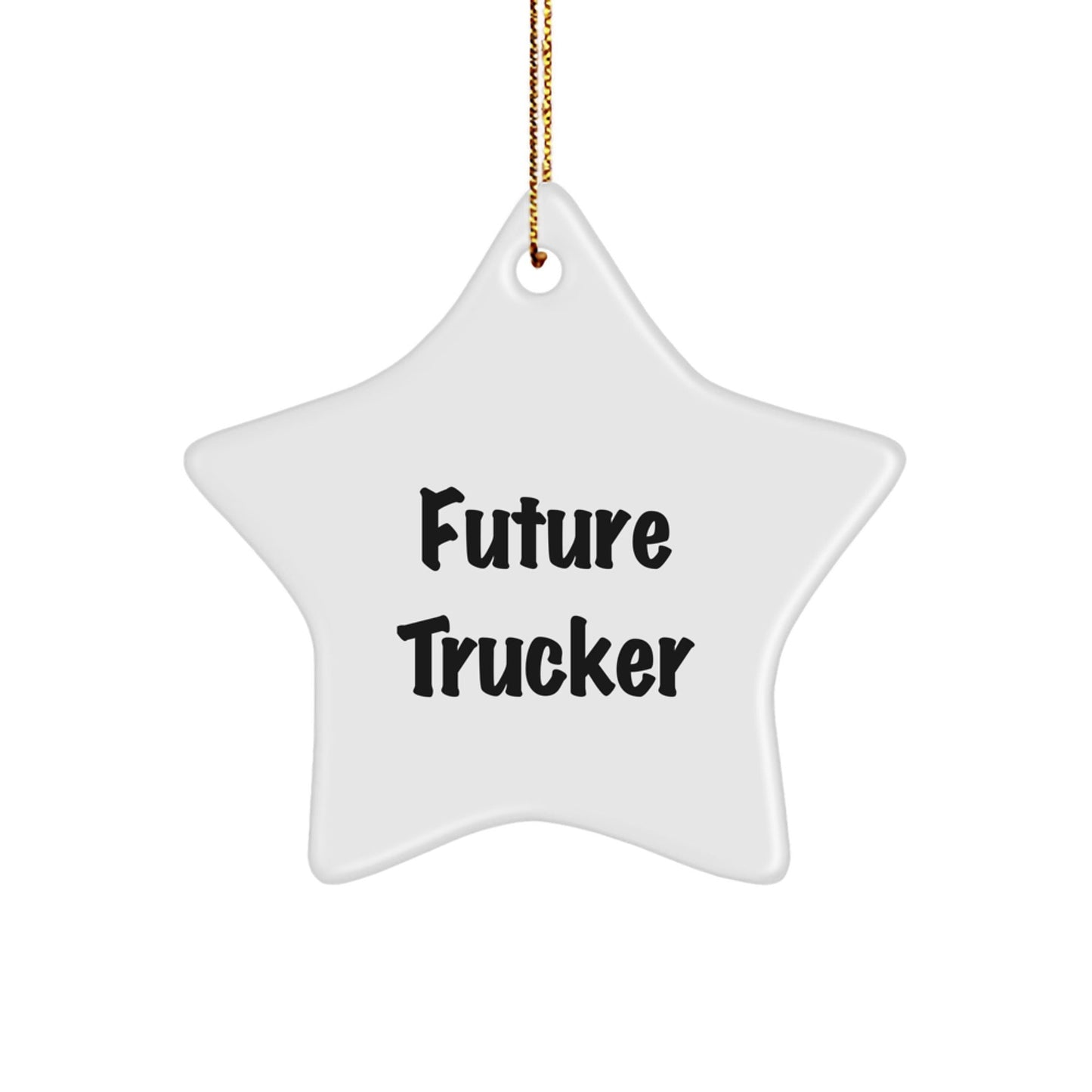 Funny Trucker Gifts - Future Trucker Star Ornament, White, 3.25'' Tall - Gifts from Friends, Family, Coworkers, or Men - Perfect for Christmas Decorating - Victory Thru Vision