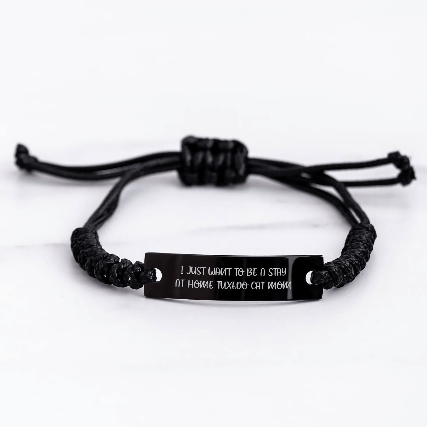Funny Tuxedo Cat Mom Rope Bracelet, Gifts from Friends for Stay At Home Mom, Father's Day Unique Gifts for Men - Victory Thru Vision 