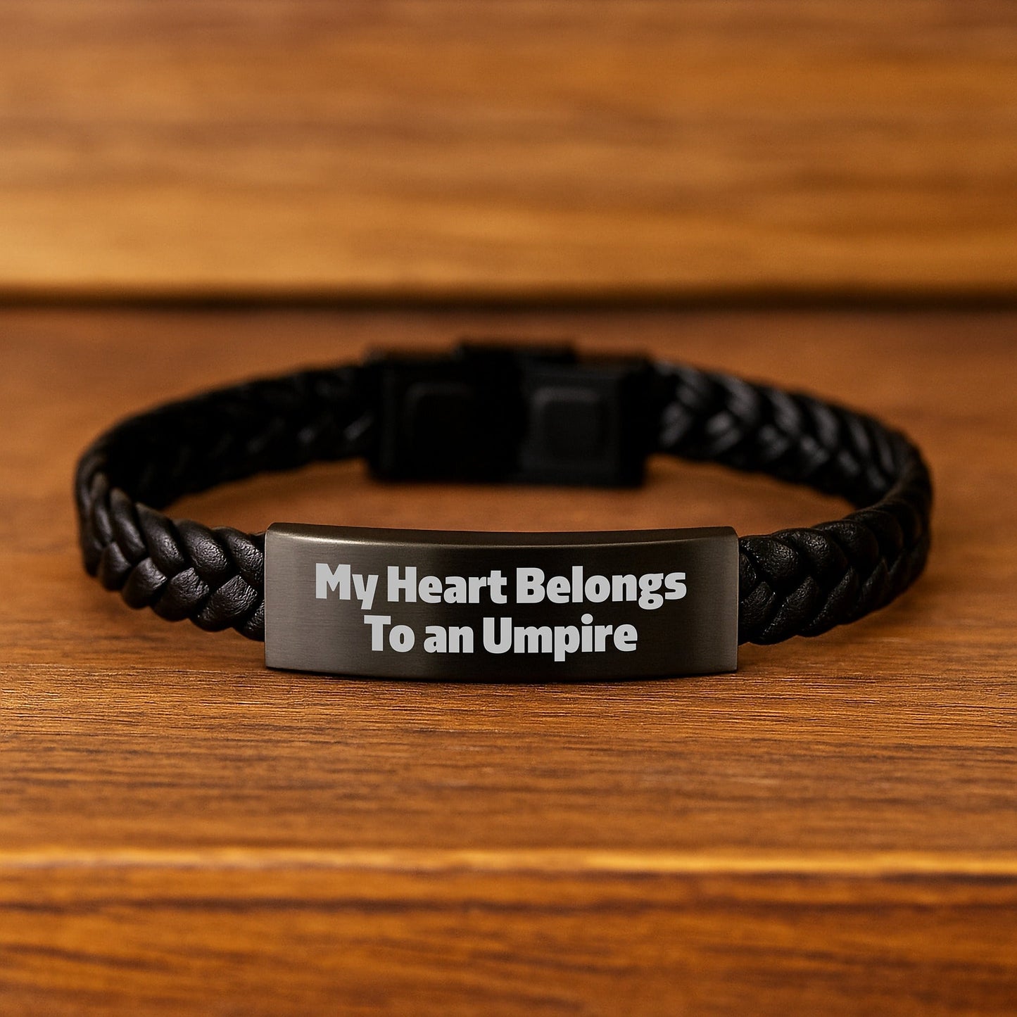 Funny Umpire Gifts from Mom - Interlaced Leather Bracelet for Umpire Lovers - 'My Heart Belongs To An Umpire' - Birthday Unique Gifts for Men - Victory Thru Vision