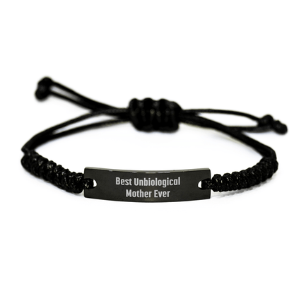 Funny Unbiological Mother Gifts - Best Unbiological Mother Ever Rope Bracelet, Adjustable from 3.34 to 9.84 inches, Perfect for Mother's Day Unique Gifts from Family or Friends - Victory Thru Vision