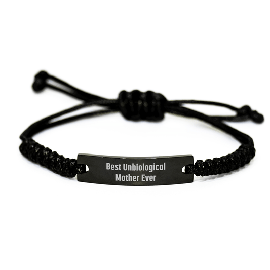Funny Unbiological Mother Gifts - Best Unbiological Mother Ever Rope Bracelet, Adjustable from 3.34 to 9.84 inches, Perfect for Mother's Day Unique Gifts from Family or Friends - Victory Thru Vision 