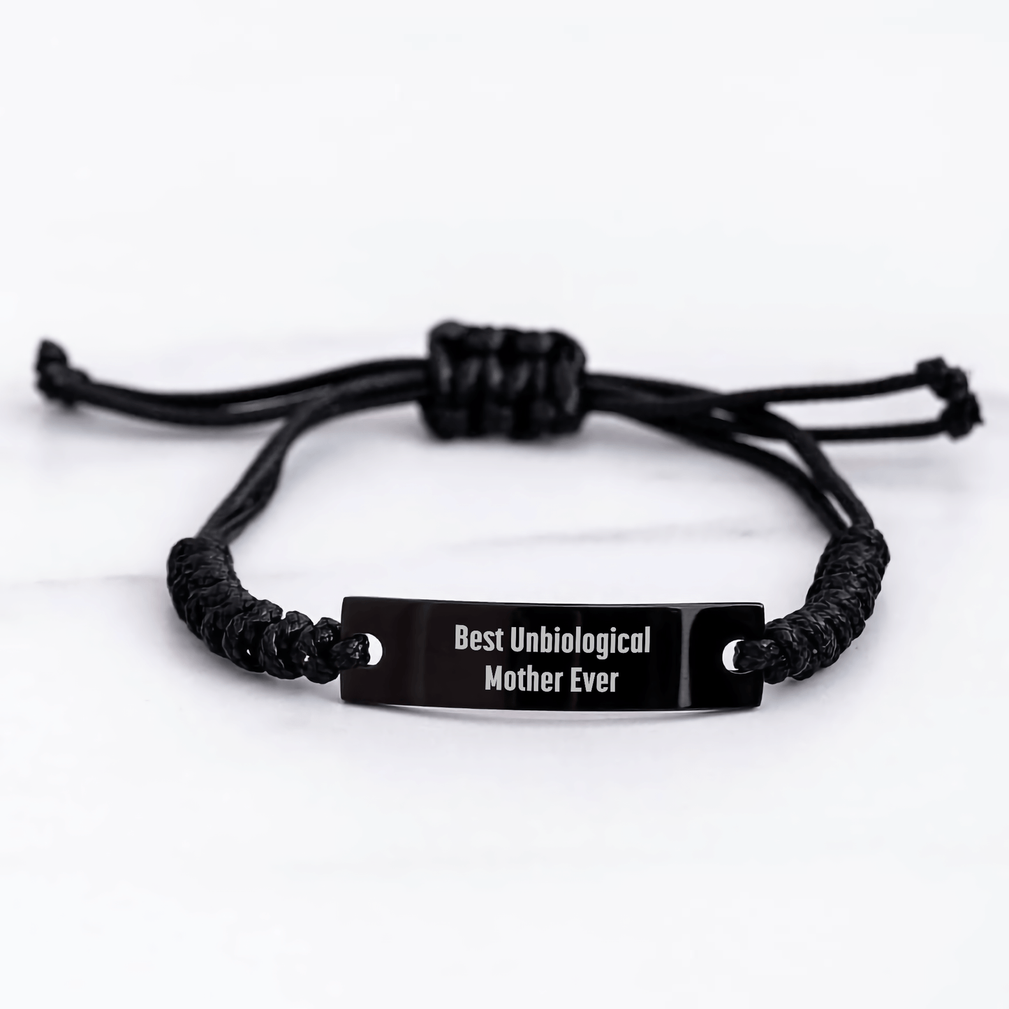 Funny Unbiological Mother Gifts - Best Unbiological Mother Ever Rope Bracelet, Adjustable from 3.34 to 9.84 inches, Perfect for Mother's Day Unique Gifts from Family or Friends - Victory Thru Vision