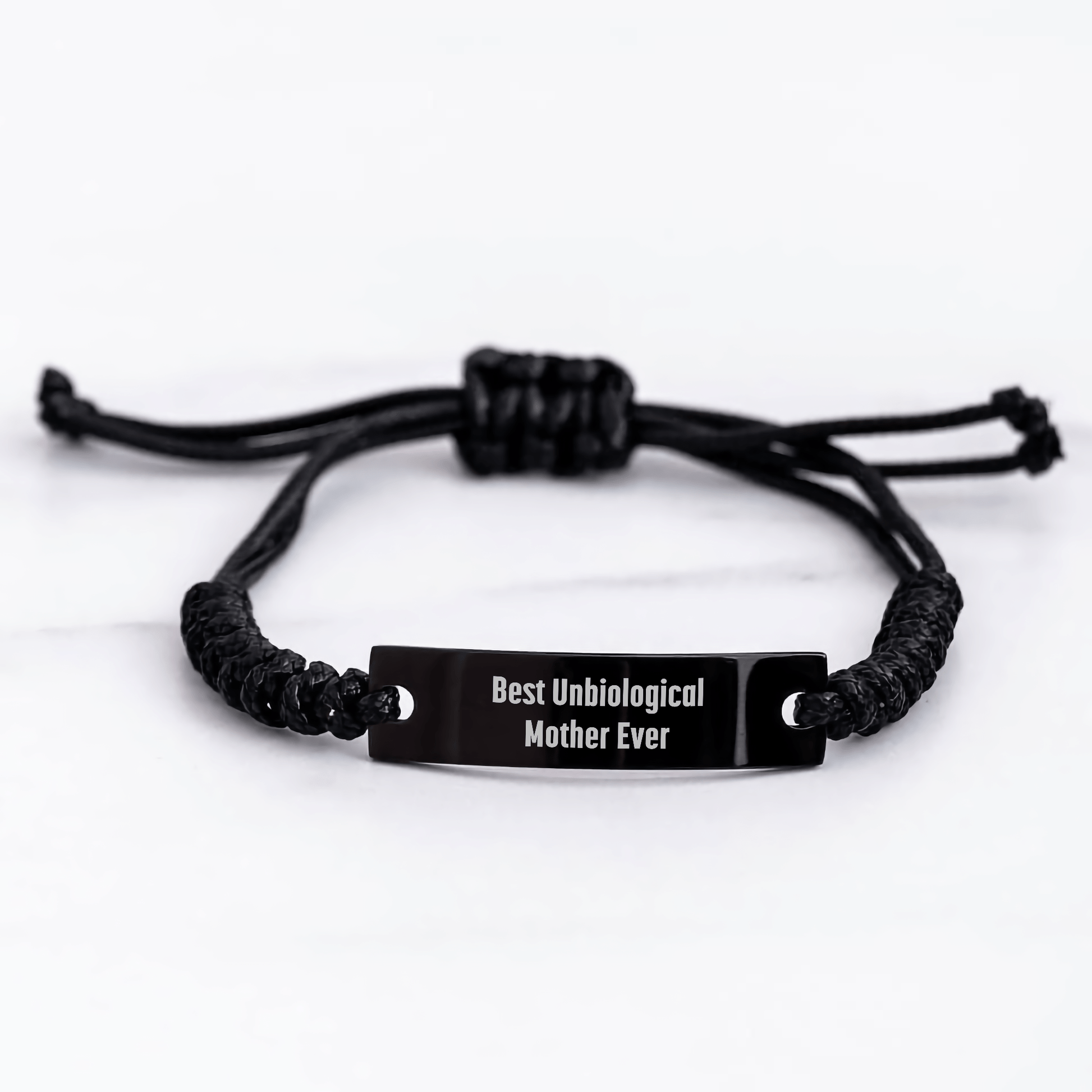 Funny Unbiological Mother Gifts - Best Unbiological Mother Ever Rope Bracelet, Adjustable from 3.34 to 9.84 inches, Perfect for Mother's Day Unique Gifts from Family or Friends - Victory Thru Vision