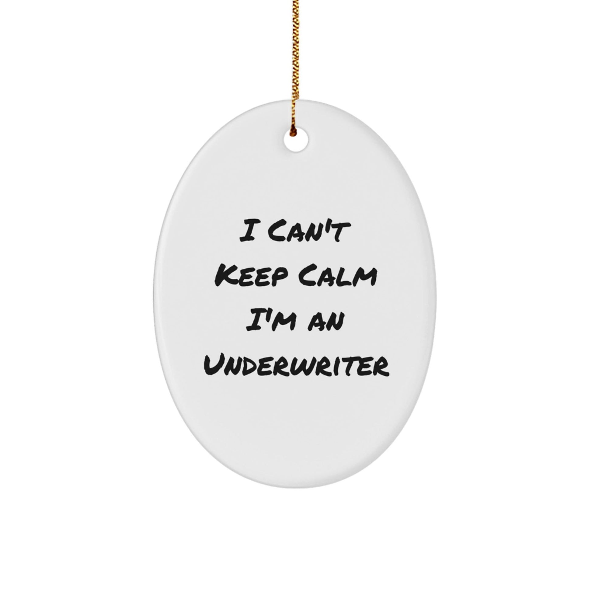 Funny Underwriter Gifts from Friends, I Can't Keep Calm I'm An Underwriter Oval Ornament for Christmas - Victory Thru Vision