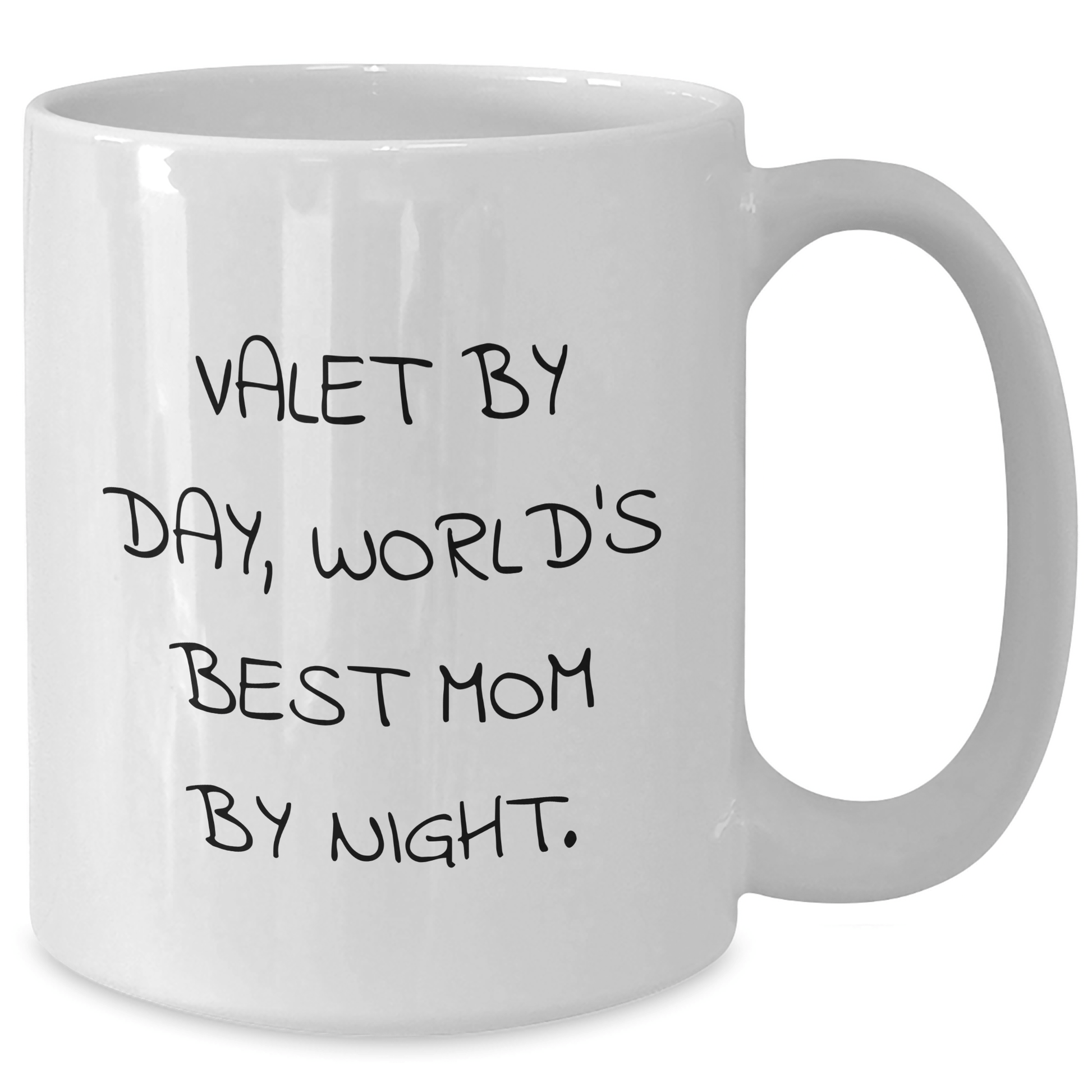 Funny Valet Gifts for Him - 'Valet By Day, World's Best Mom By Night.' on White Coffee Mug - Gifts from Family for Father's Day - Victory Thru Vision