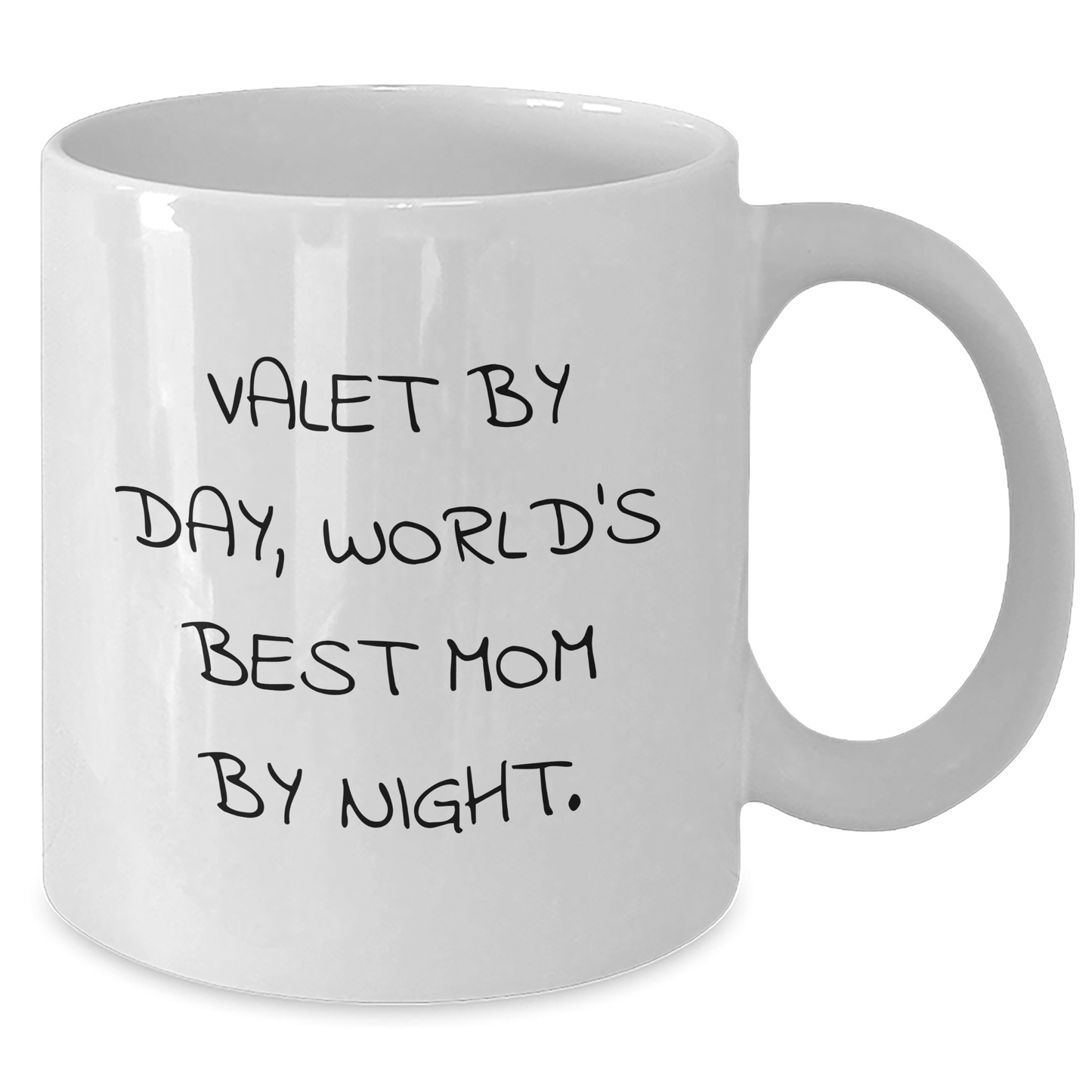 Funny Valet Gifts for Him - 'Valet By Day, World's Best Mom By Night.' on White Coffee Mug - Gifts from Family for Father's Day - Victory Thru Vision