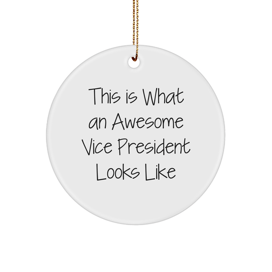 Funny Vice President Gifts, This Is What An Awesome Vice President Looks Like Circle Ornament for Christmas, Gifts from Friends, Family, Coworkers, or Men to Vice President, Women, or Men - Victory Thru Vision 
