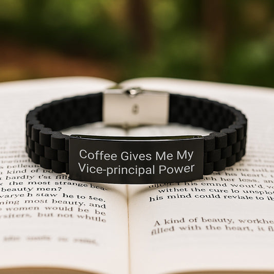 'Funny Vice - principal Gifts from Friends' - 'Coffee Gives Me My Vice - principal Power' Glide lock Clasp Birthday Jewelry for Vice - principal, Gift for Men or Women - Victory Thru Vision
