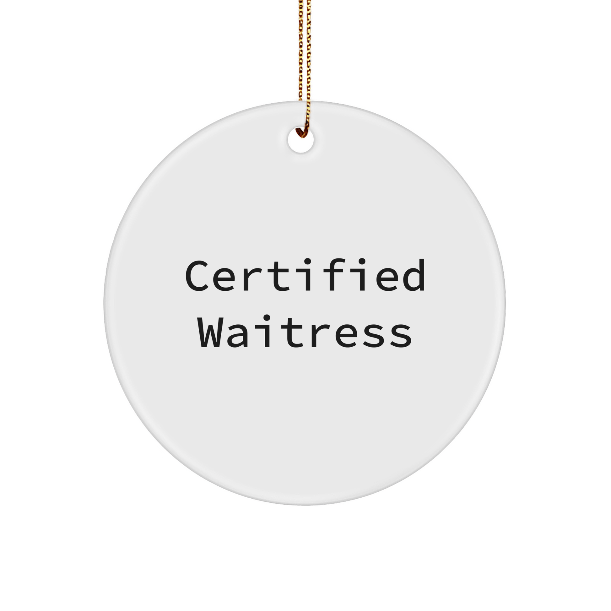 Funny Waitress Gifts from Friends - Certified Waitress Quote Circle Ornament, Christmas Unique Gifts for Waitress - Victory Thru Vision 