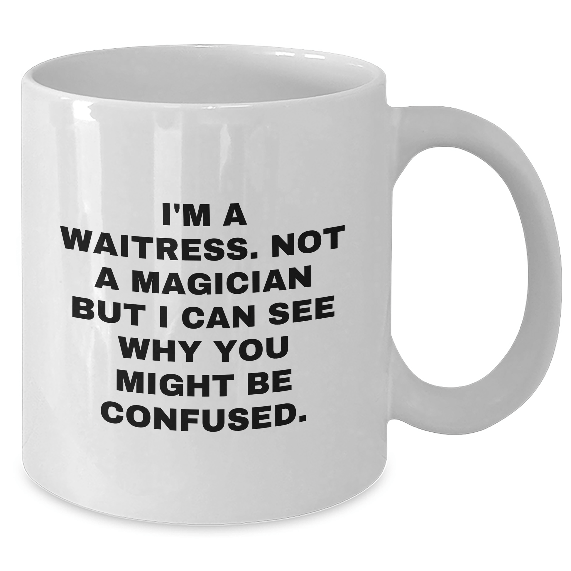 Funny Waitress Gifts from Friends to Waitress, White Coffee Mug for Laughter, Graduation Unique Gifts - Victory Thru Vision