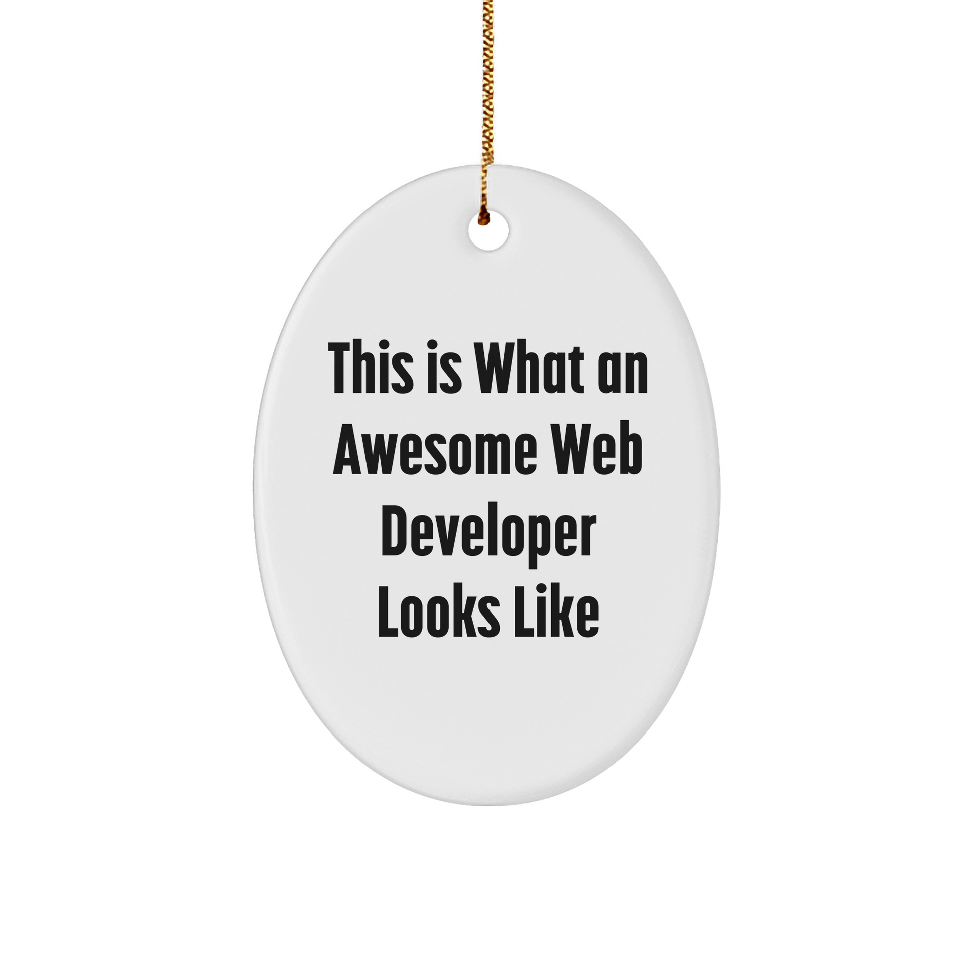 Funny Web Developer Gifts from Friends for Web Developer, Oval Ornament with Quote 'This Is What An Awesome Web Developer Looks Like', White Christmas Unique Gifts - Victory Thru Vision