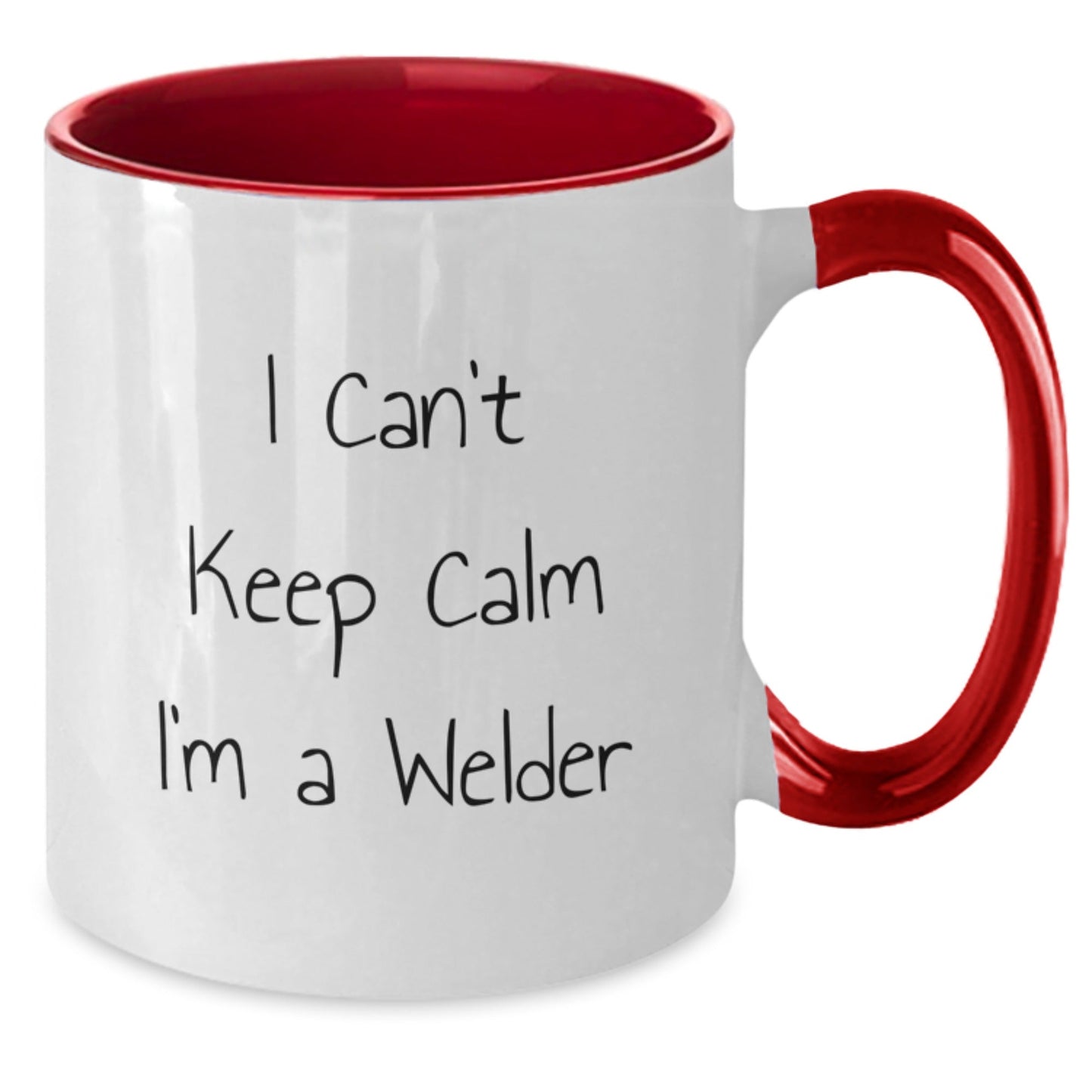 Funny Welder Gifts from Friends for Welder Graduation Two Tone Coffee Mug, I Can't Keep Calm I'm A Welder - Victory Thru Vision