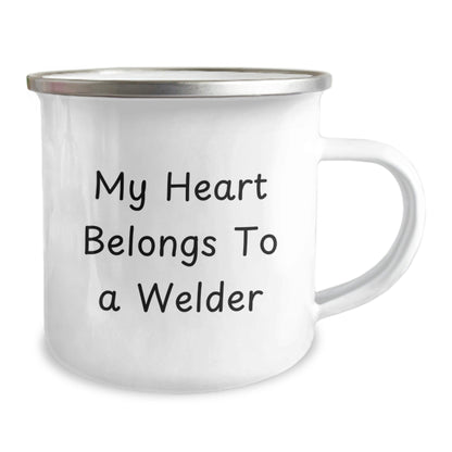 Funny Welder Gifts - My Heart Belongs To A Welder, Camping Mug for Welder, Graduation Unique Gifts from Friends, Gifts for Welder Men - Victory Thru Vision