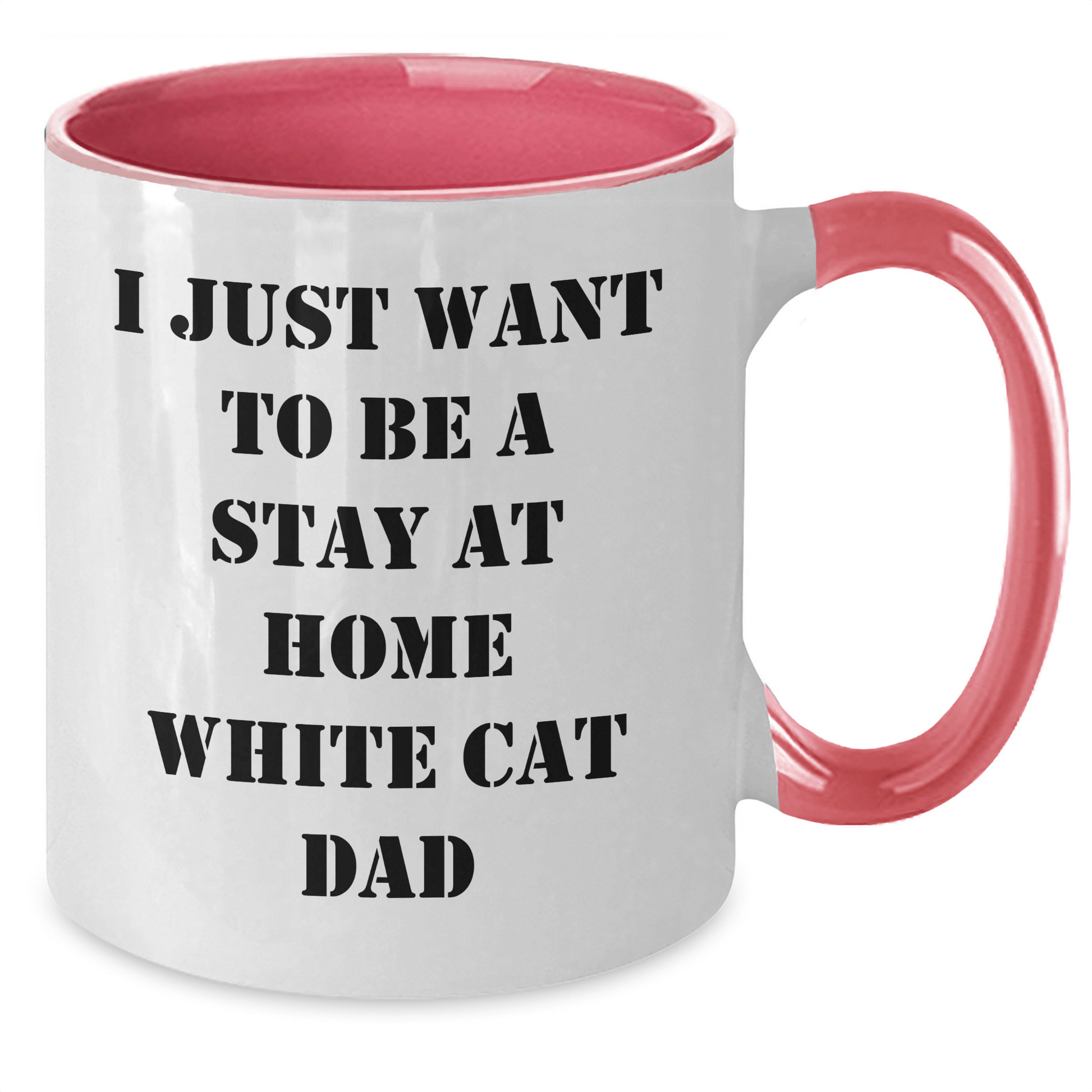 Funny White Cat Dad Gifts for Him - Two Tone Coffee Mug with Inspirational Quote - Victory Thru Vision