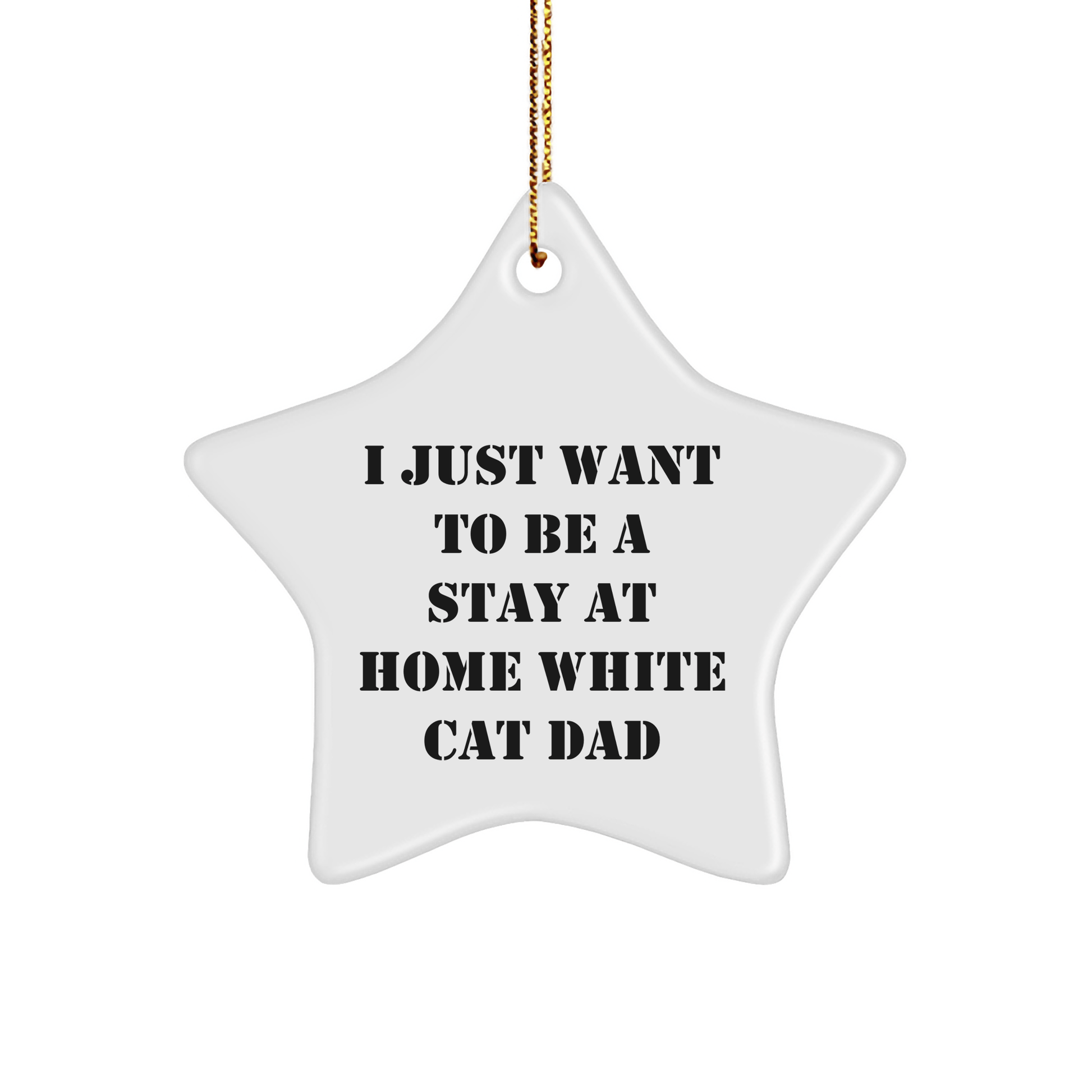 Funny White Cat Dad Gifts for White Cat Lovers - Star Ornament from Friends and Family - I Just Want To Be A Stay At Home White Cat Dad - Victory Thru Vision 
