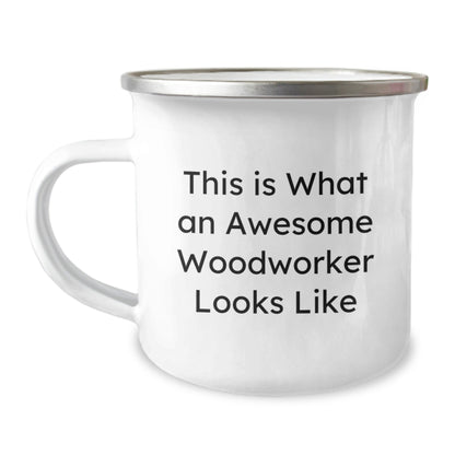 Funny Woodworking Gifts for Woodworkers, Camping Mug with Quote 'This Is What An Awesome Woodworker Looks Like', Gifts from Friends to Woodworker on Birthday - Victory Thru Vision