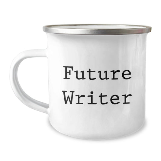 Funny Writer Gifts for Future Writers, 'May You Write with All Your Heart' Quote on Camping Mug, 12 oz Stainless Steel with Enamel Finish, Gifts from Friends to Future Writers - Victory Thru Vision