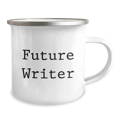 Funny Writer Gifts for Future Writers, 'May You Write with All Your Heart' Quote on Camping Mug, 12 oz Stainless Steel with Enamel Finish, Gifts from Friends to Future Writers - Victory Thru Vision
