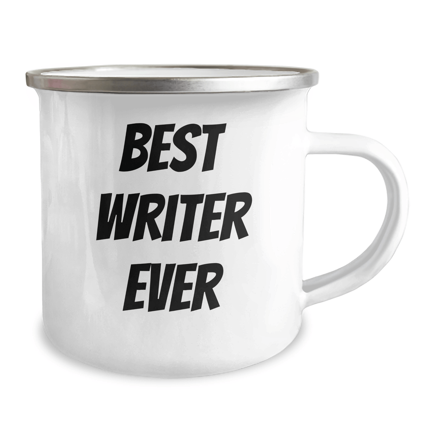 Funny Writer Gifts from Friends for Graduation - 'Best Writer Ever' Quote on Camping Mug, 12 oz Stainless Steel with Enamel Finish - Victory Thru Vision