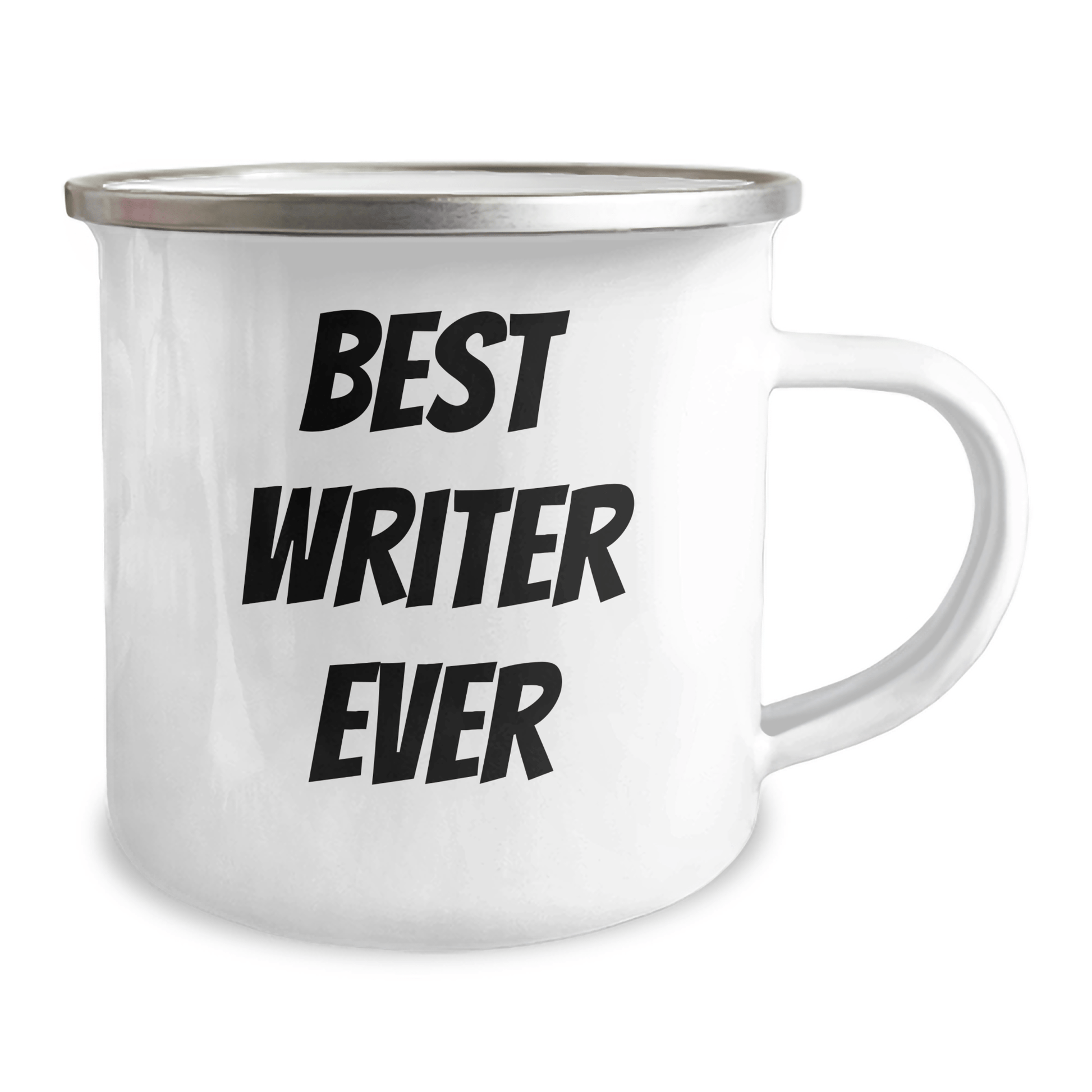 Funny Writer Gifts from Friends for Graduation - 'Best Writer Ever' Quote on Camping Mug, 12 oz Stainless Steel with Enamel Finish - Victory Thru Vision