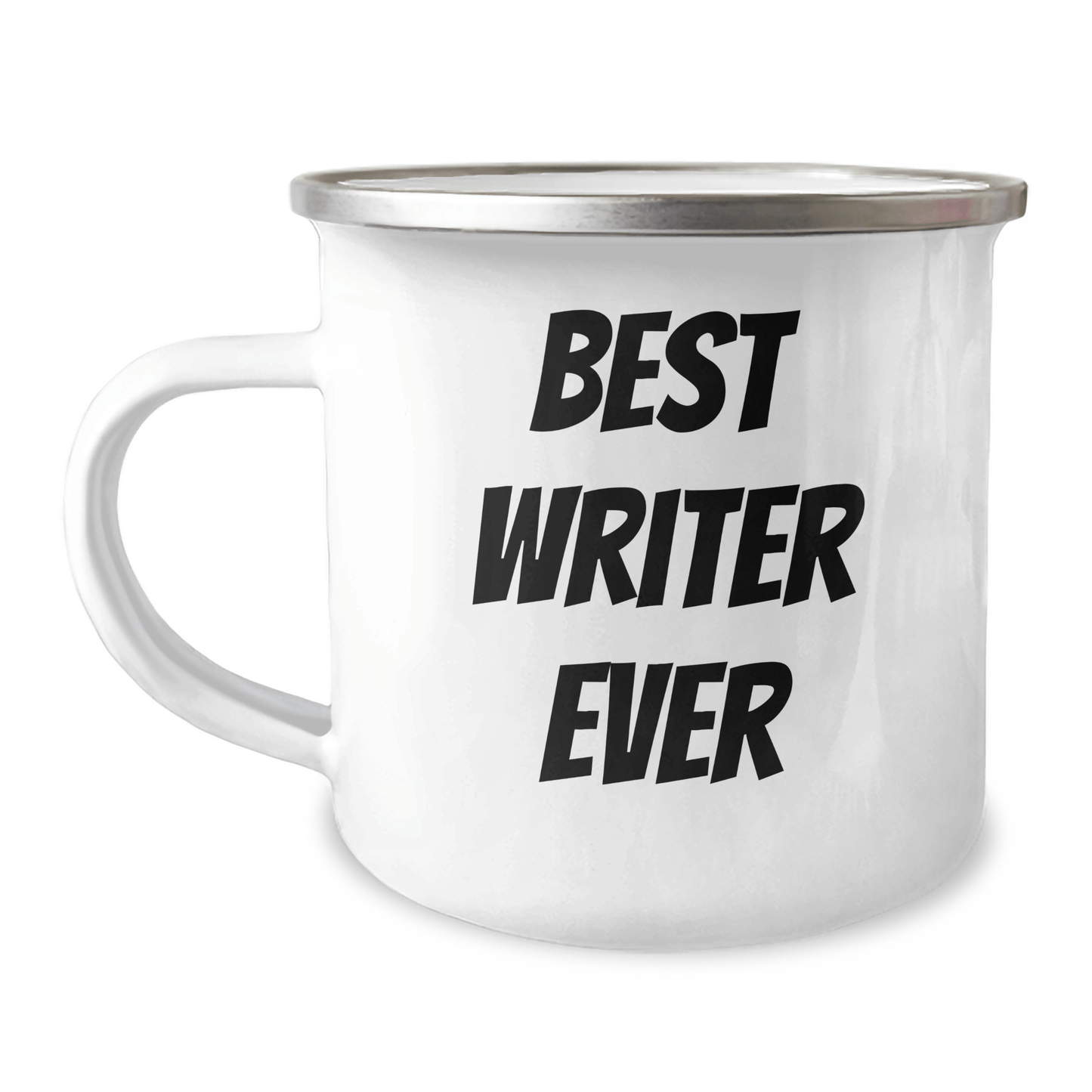 Funny Writer Gifts from Friends for Graduation - 'Best Writer Ever' Quote on Camping Mug, 12 oz Stainless Steel with Enamel Finish - Victory Thru Vision