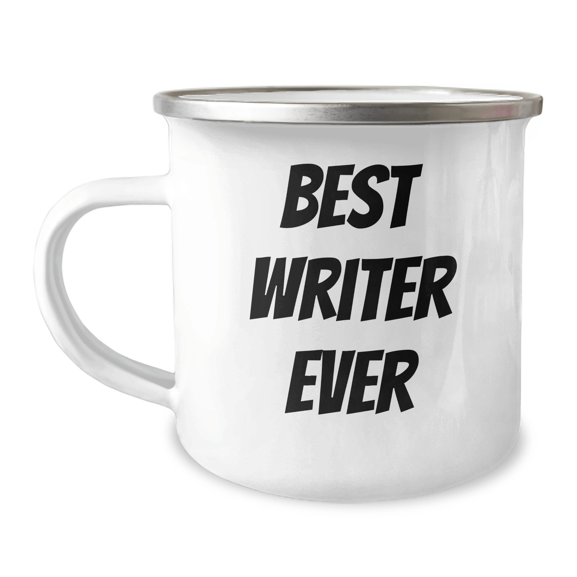 Funny Writer Gifts from Friends for Graduation - 'Best Writer Ever' Quote on Camping Mug, 12 oz Stainless Steel with Enamel Finish - Victory Thru Vision