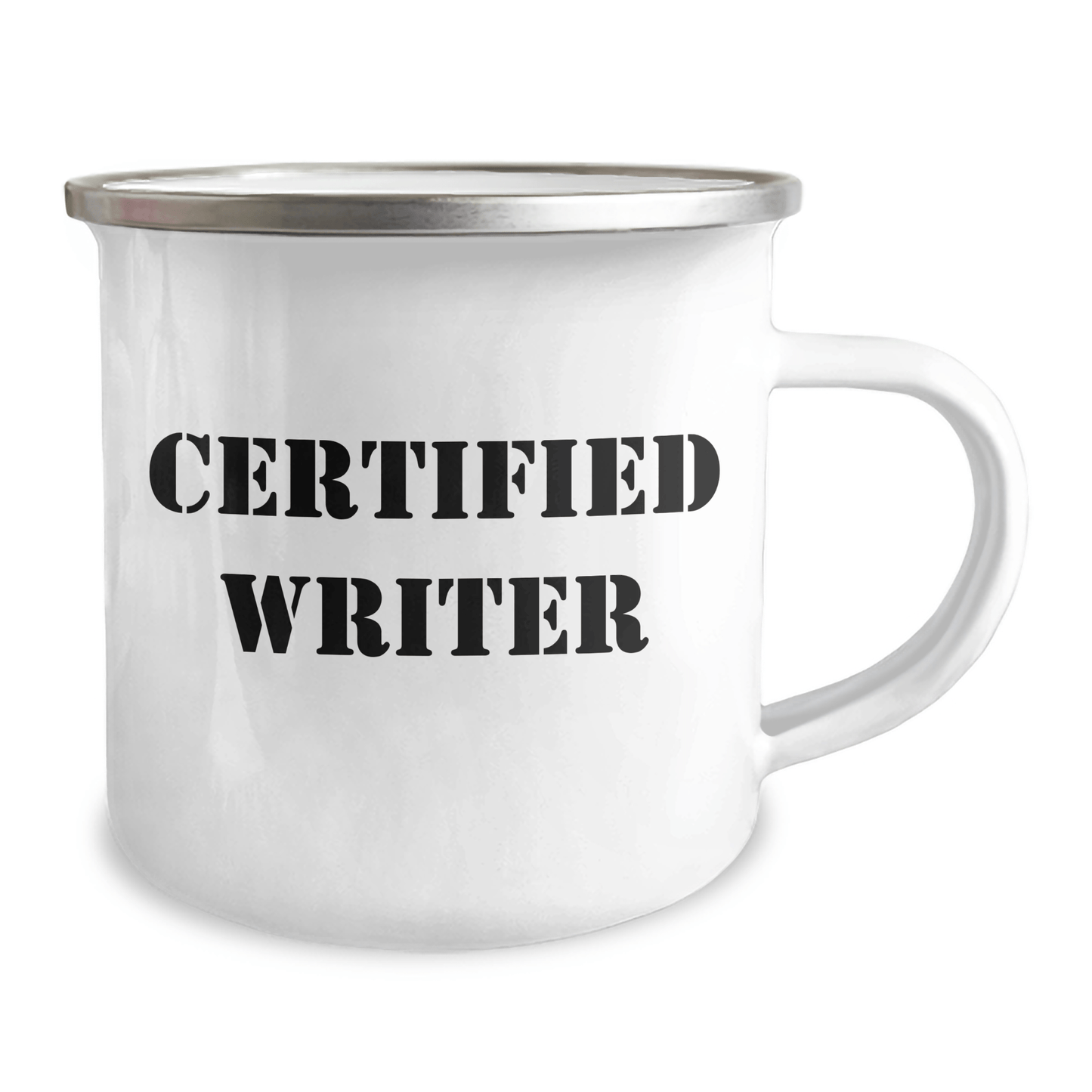 Funny Writer Gifts from Friends, Gifts for Men on Father's Day, Camping Mug for Dad, 'Life is a Story, Tell a Good One' Quote, 12 oz Stainless Steel with Enamel Finish - Victory Thru Vision 