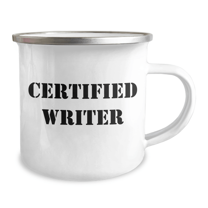 Funny Writer Gifts from Friends, Gifts for Men on Father's Day, Camping Mug for Dad, 'Life is a Story, Tell a Good One' Quote, 12 oz Stainless Steel with Enamel Finish - Victory Thru Vision 
