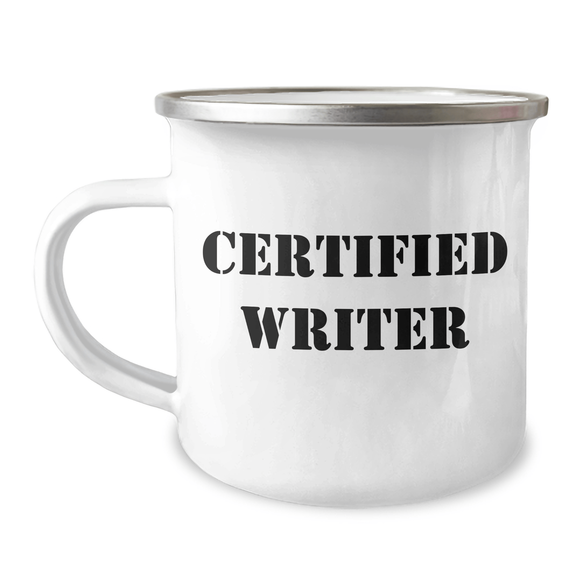 Funny Writer Gifts from Friends, Gifts for Men on Father's Day, Camping Mug for Dad, 'Life is a Story, Tell a Good One' Quote, 12 oz Stainless Steel with Enamel Finish - Victory Thru Vision 