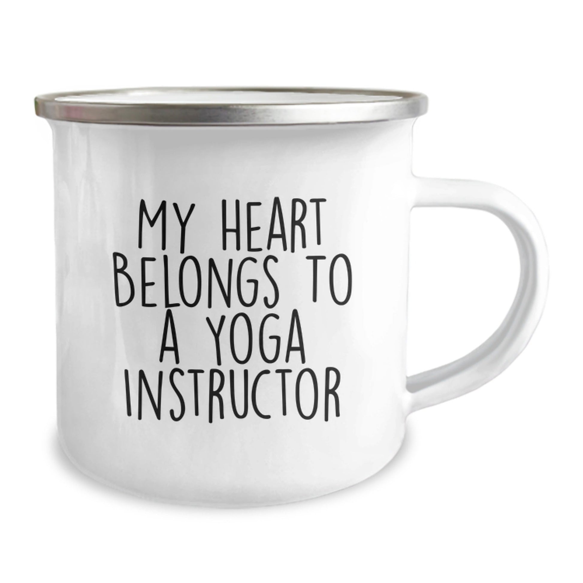 Funny Yoga Instructor Gifts from Family - 'My Heart Belongs To A Yoga Instructor' Camping Mug For Graduation - Victory Thru Vision