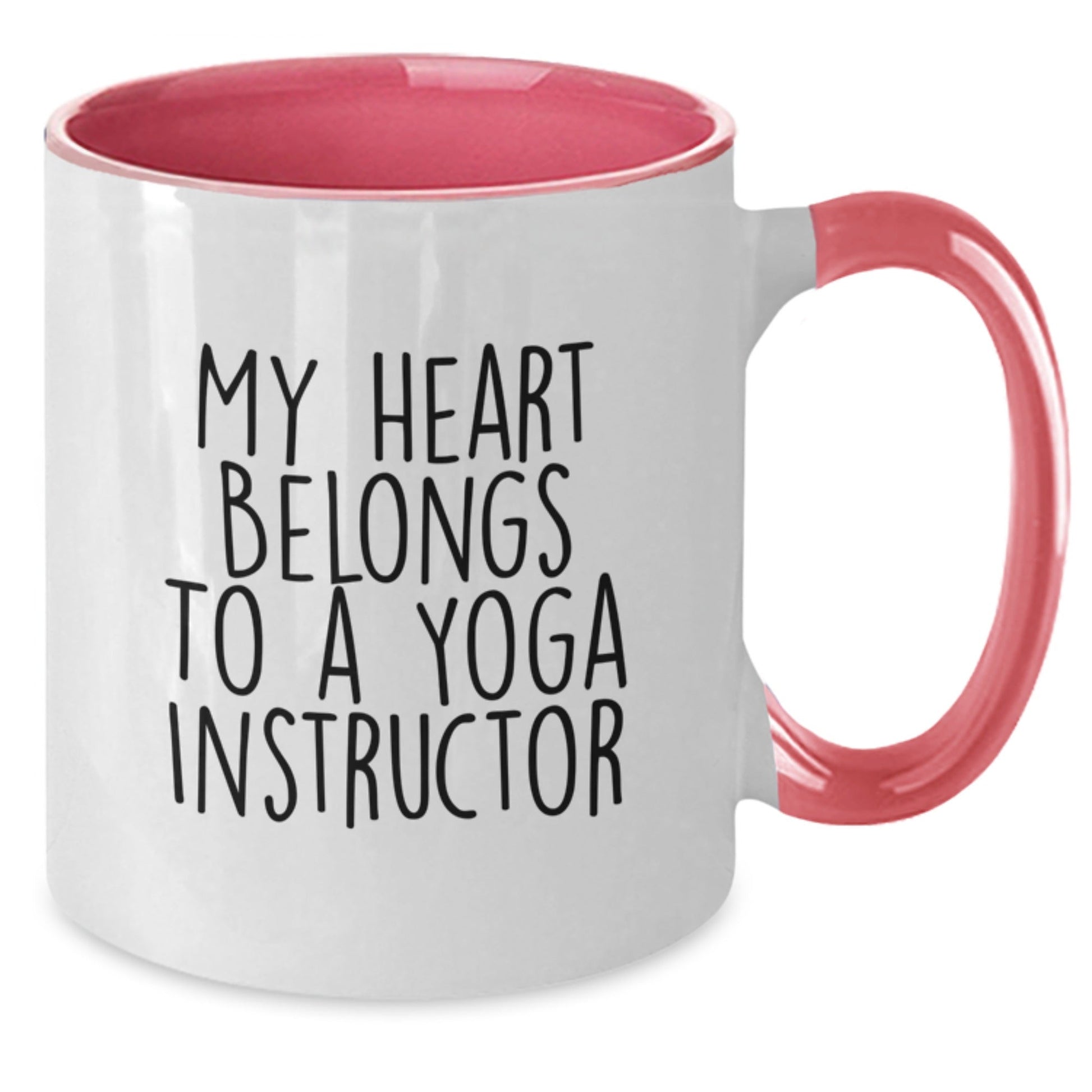 Funny Yoga Instructor Gifts from Friends for Graduation Unique Gifts - 'My Heart Belongs To A Yoga Instructor' Two Tone Coffee Mug - Victory Thru Vision