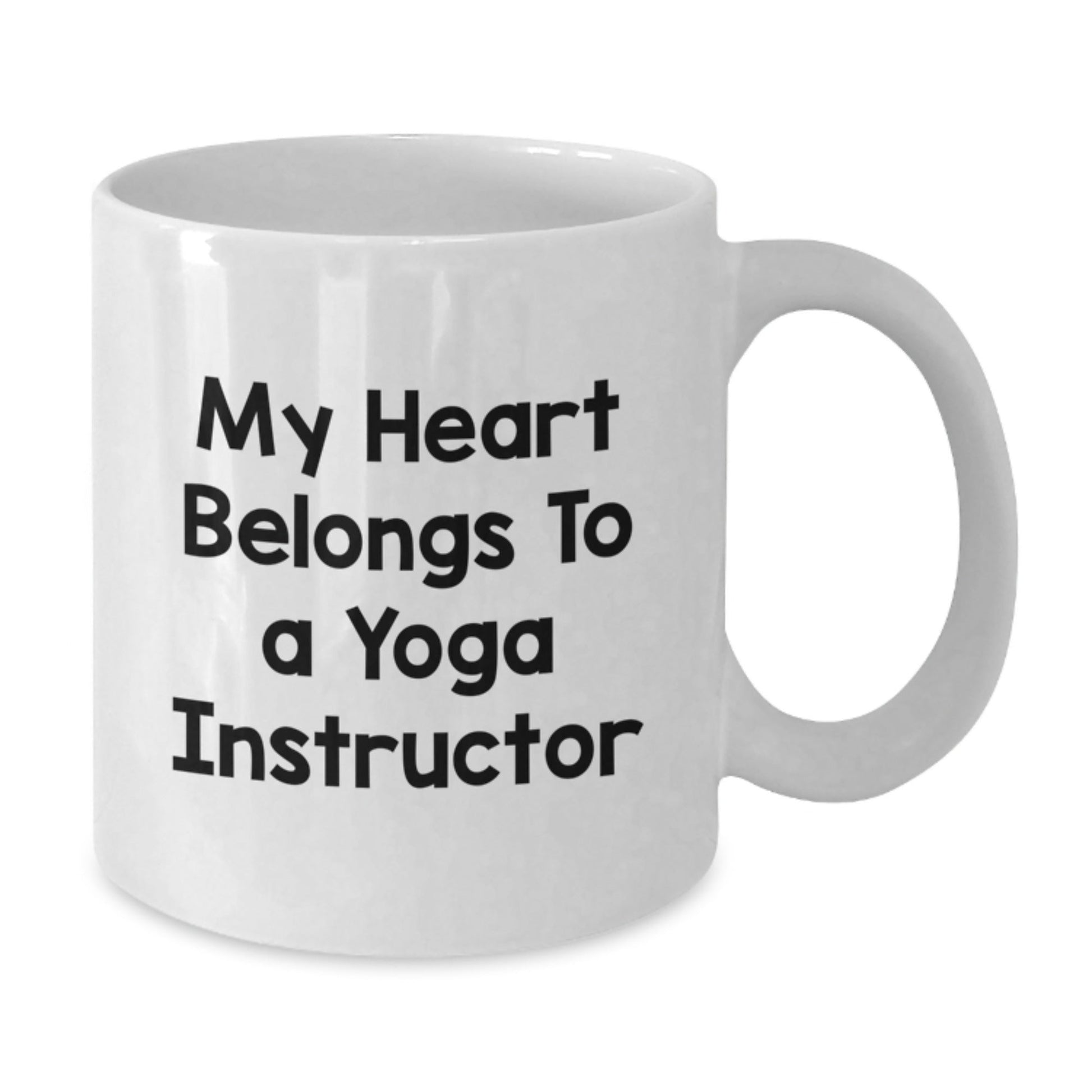 Funny Yoga Instructor Gifts from Friends, Gifts for Yoga Instructor Graduation, My Heart Belongs To A Yoga Instructor White Coffee Mug - Victory Thru Vision