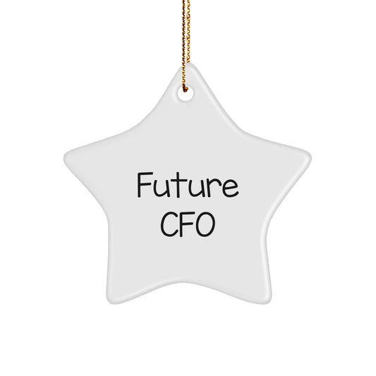 Future CFO's Star: Funny Quote Gifts for Men, Women, or Coworkers, White Star Ornament for Christmas, Gifts from Friends or Family - Victory Thru Vision