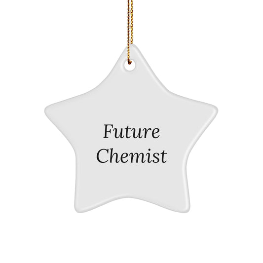 Future Chemist Star Ornament, Funny Quote Gifts from Family to Chemist, 3.25" Tall, Star Shaped, Durable MDF Material, Perfect for Christmas Unique Gifts for Chemist Friends and Coworkers - Victory Thru Vision