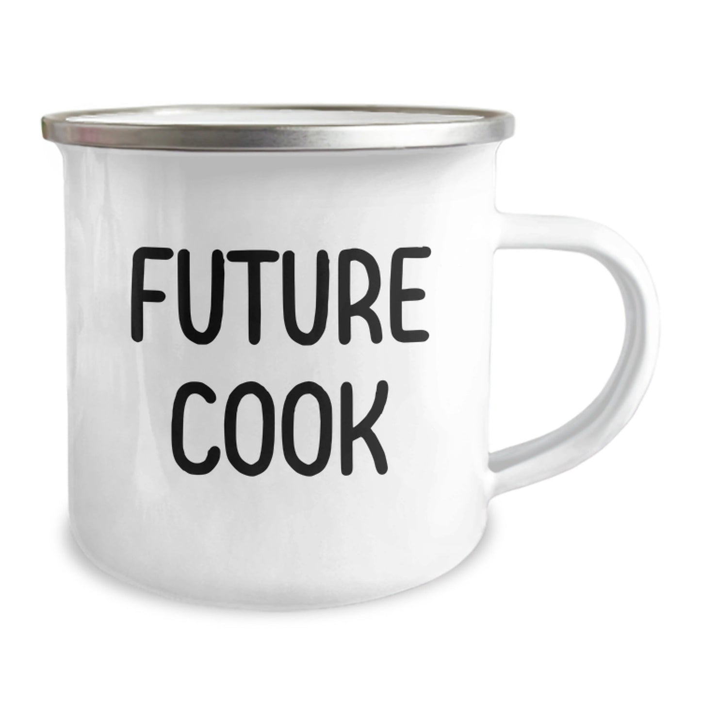 Future Cook's Inspirational Camping Mug Gifts for Men from Family - 'Believe in Yourself' Quote, 12 oz Stainless Steel with Enamel Finish - Victory Thru Vision