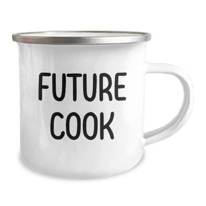 Future Cook's Inspirational Camping Mug Gifts for Men from Family - 'Believe in Yourself' Quote, 12 oz Stainless Steel with Enamel Finish - Victory Thru Vision