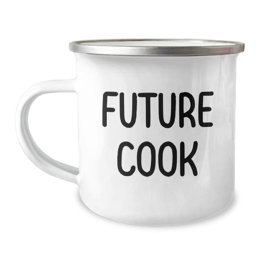 Future Cook's Inspirational Camping Mug Gifts for Men from Family - 'Believe in Yourself' Quote, 12 oz Stainless Steel with Enamel Finish - Victory Thru Vision