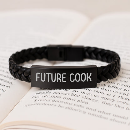 Future Cook's Inspirational Interlaced Leather Bracelet, Gifts from Friends, Unique Graduation Gift for Future Cook - Victory Thru Vision