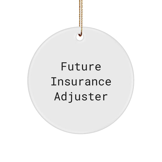 Future Insurance Adjuster Gifts from Friends, Family or Coworkers - Funny Quote Circle Ornament for Insurance Adjuster Christmas Unique Gifts - Victory Thru Vision