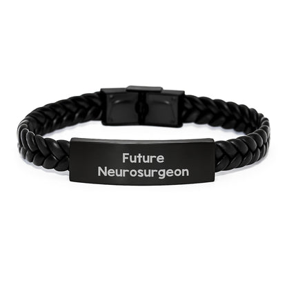Future Neurosurgeon Inspirational Quote Interlaced Leather Bracelet, Gifts from Friends to Future Neurosurgeon, Graduation Unique Gifts for Neurosurgeon - Victory Thru Vision