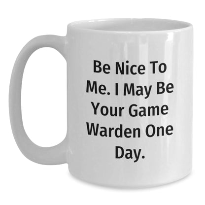 Game Warden Humor White Coffee Mug, Funny Quote for Birthday Unique Gifts from Family, Friends, or Coworkers - Victory Thru Vision
